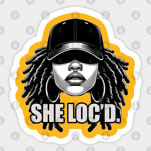 She Loc'd Black Woman Locs Sticker by blackartmattersshop